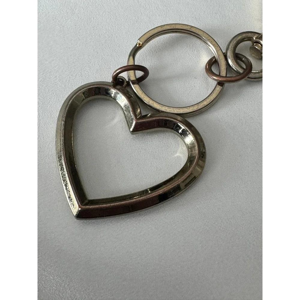 Victoria's Secret Gold Double Heart‎ Keychain Bag Charm Lobster Clasp Engraved